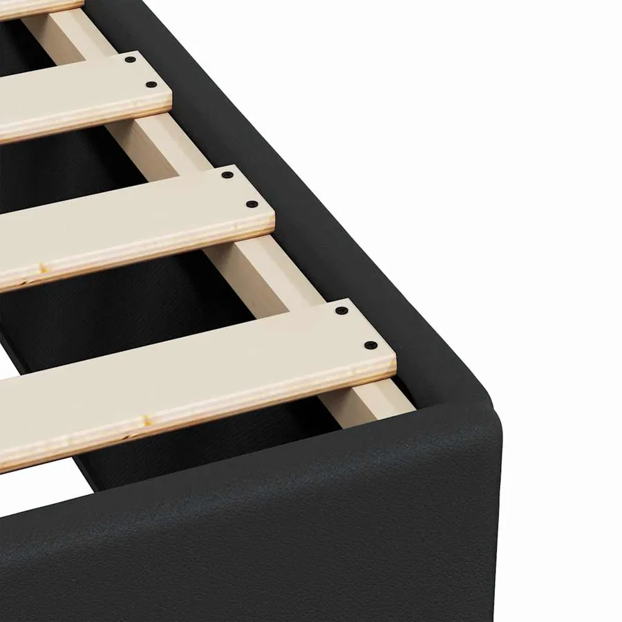 Cadre de lit sans matelas noir similicuir - 7