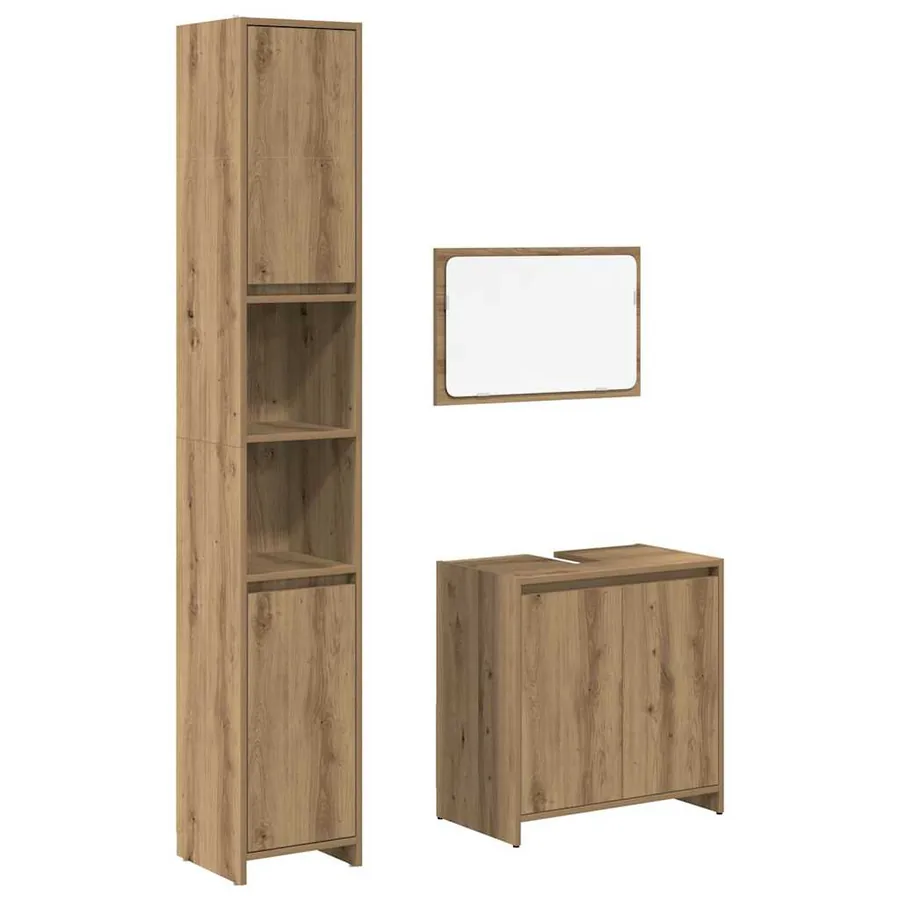 Ensemble de meubles salle de bain 3 pcs bois d'ingénierie - 2