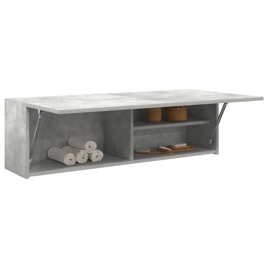 Armoire murale de bain gris béton 100x25x30cm bois d'ingénierie - 4