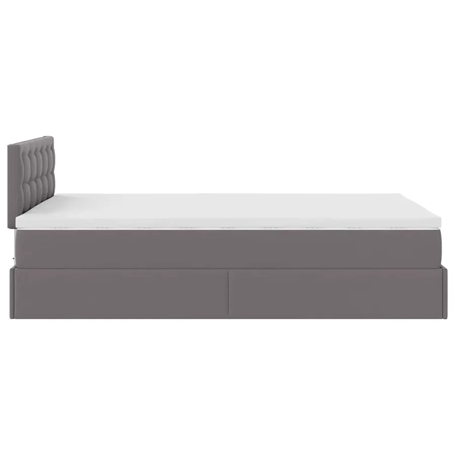 Cadre de lit ottoman avec matelas gris 120x190 cm similicuir - 10