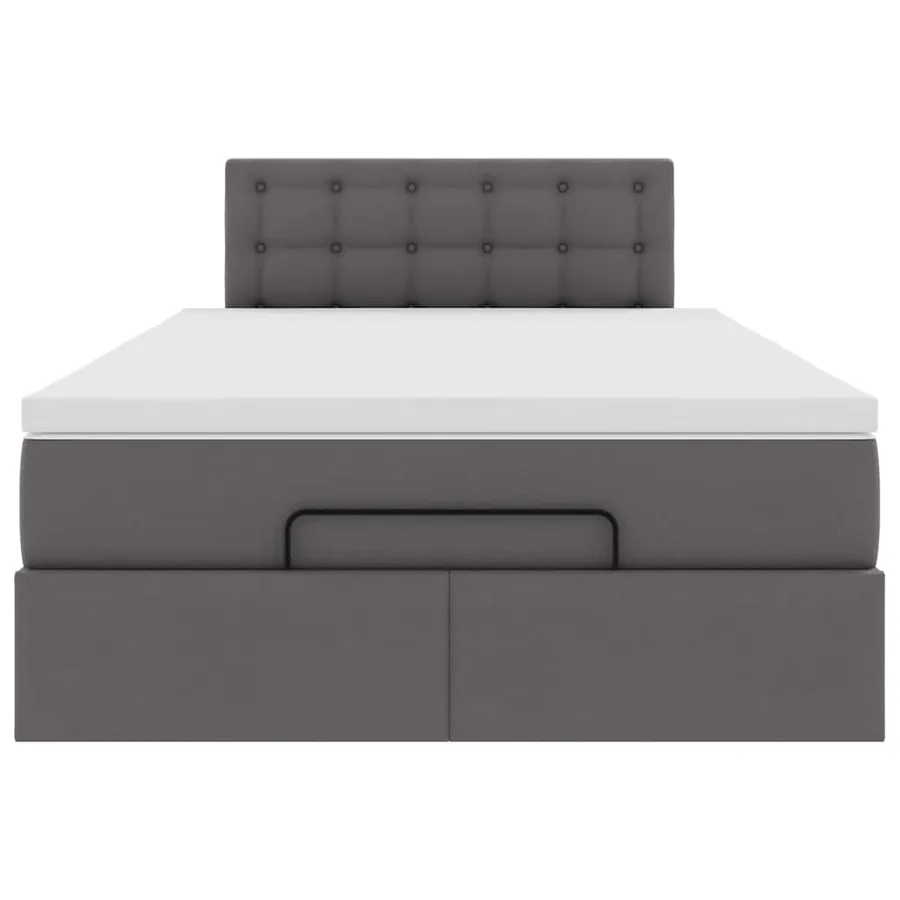 Cadre de lit ottoman avec matelas gris 120x190 cm similicuir - 7