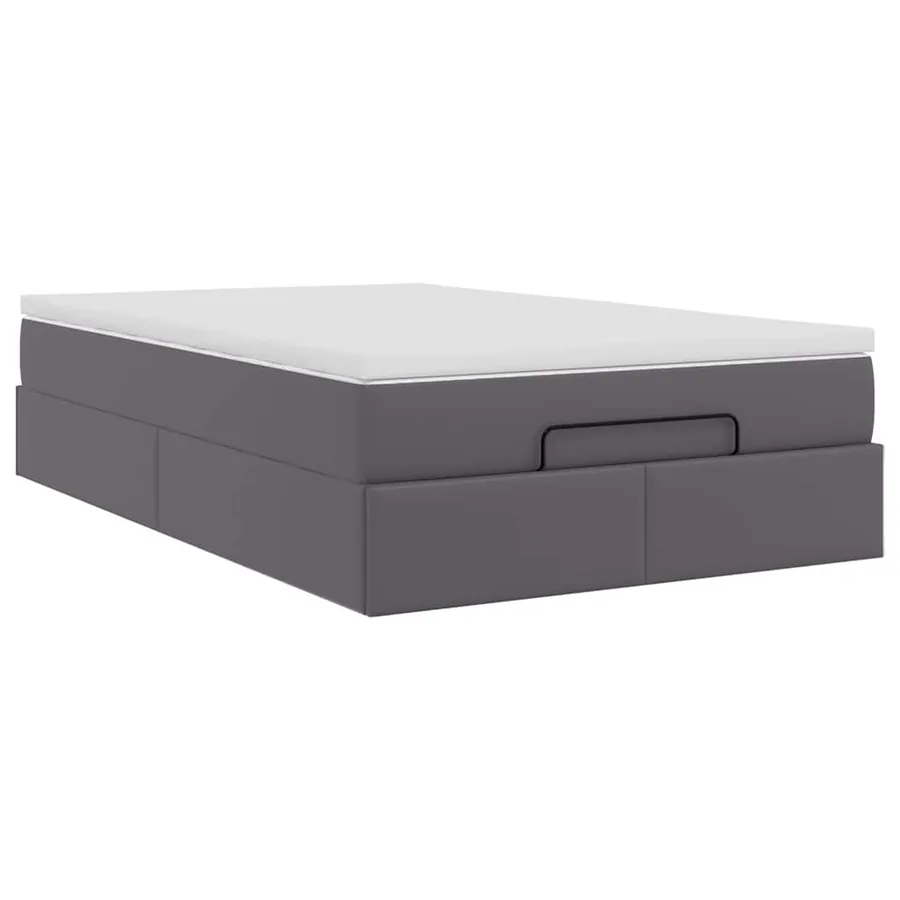 Cadre de lit ottoman avec matelas gris 120x190 cm similicuir - 10