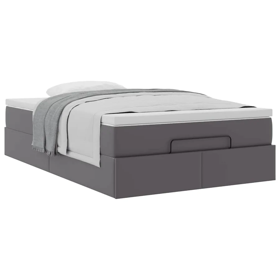 Cadre de lit ottoman avec matelas gris 120x190 cm similicuir - 5