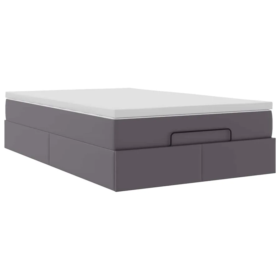 Cadre de lit ottoman avec matelas gris 120x190 cm similicuir - 6