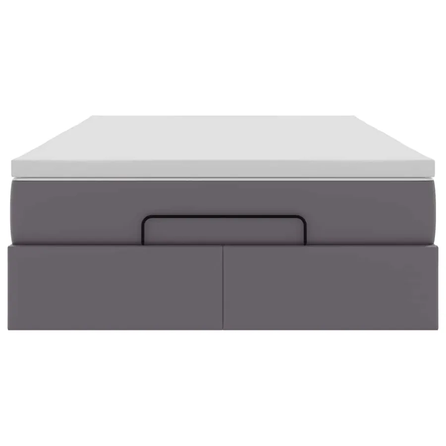 Cadre de lit ottoman avec matelas gris 120x190 cm similicuir - 7