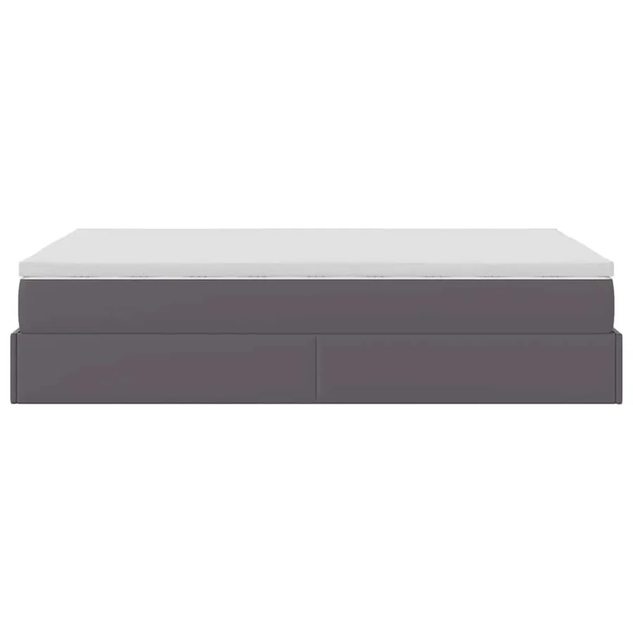 Cadre de lit ottoman avec matelas gris 120x190 cm similicuir - 9