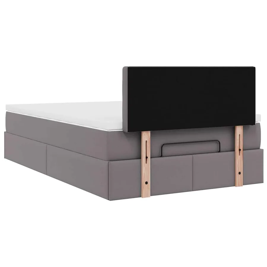 Lit ottoman avec matelas & LED gris 120x190cm similicuir - 10