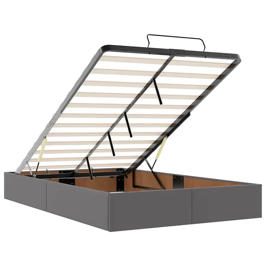Lit ottoman avec matelas & LED gris 120x190cm similicuir - 11
