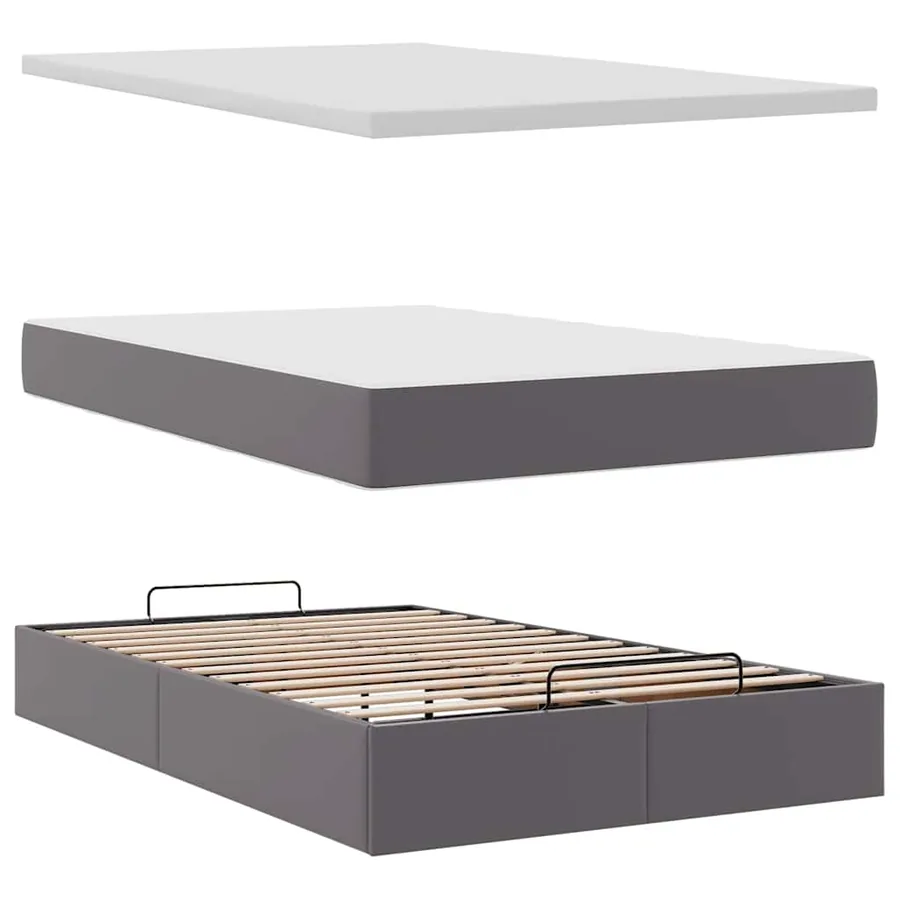 Lit ottoman avec matelas & LED gris 120x190cm similicuir - 12