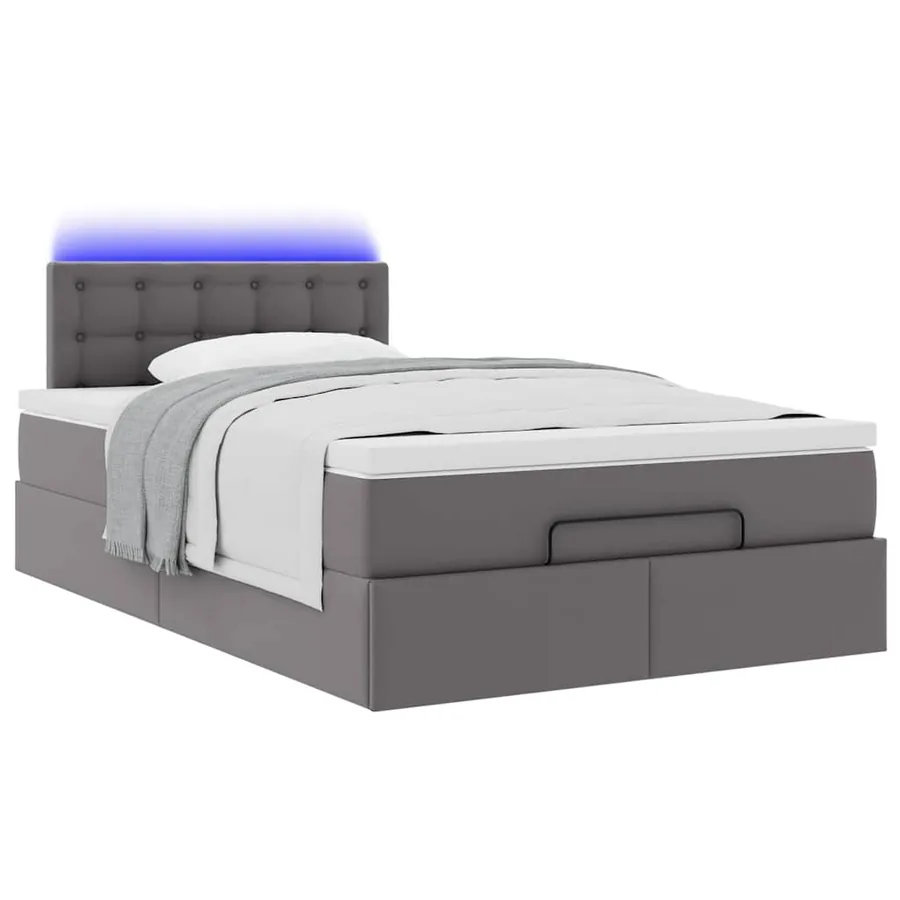 Lit ottoman avec matelas & LED gris 120x190cm similicuir - 6