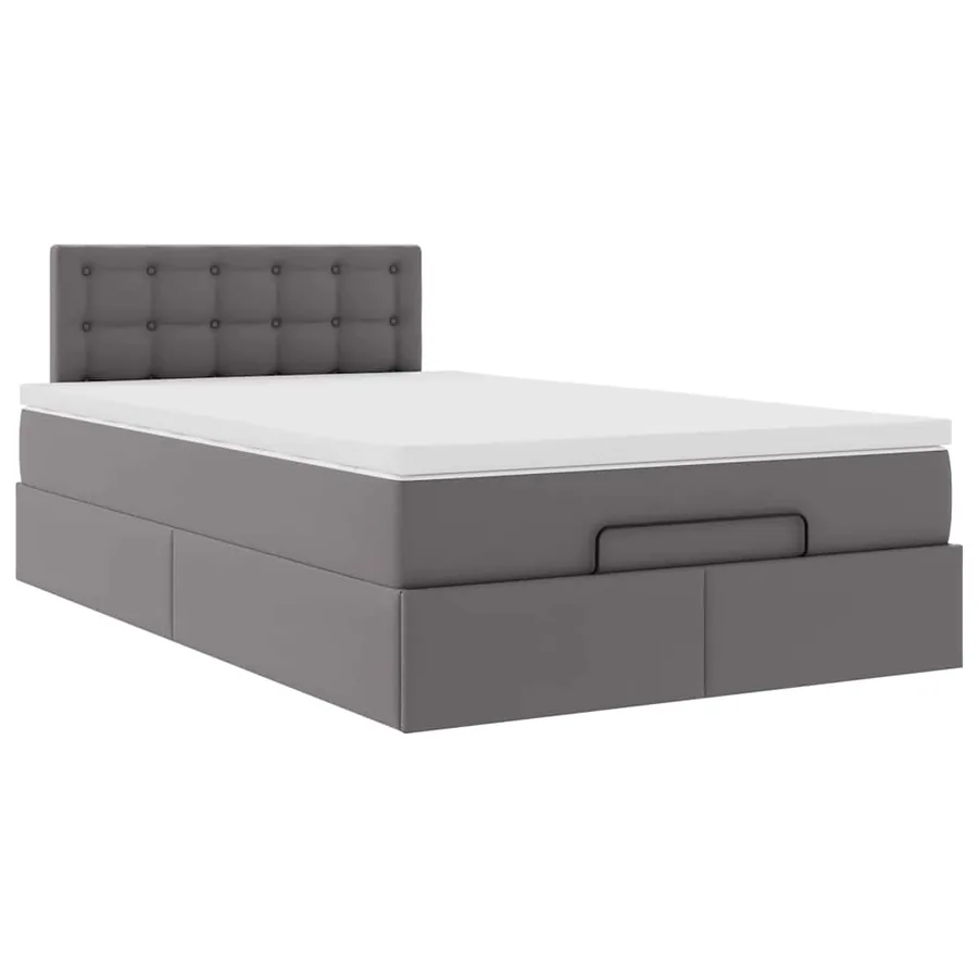 Lit ottoman avec matelas & LED gris 120x190cm similicuir - 7