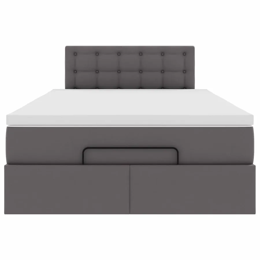 Lit ottoman avec matelas & LED gris 120x190cm similicuir - 8