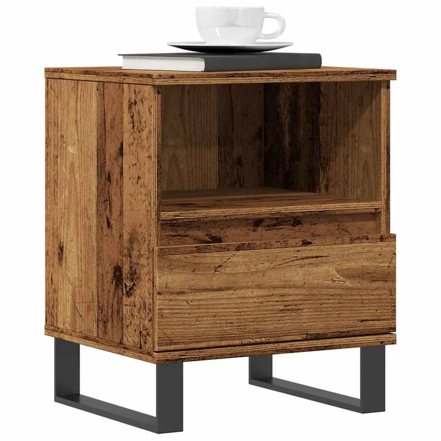 Table de chevet vieux bois 40x35x50 cm bois d’ingénierie - 3