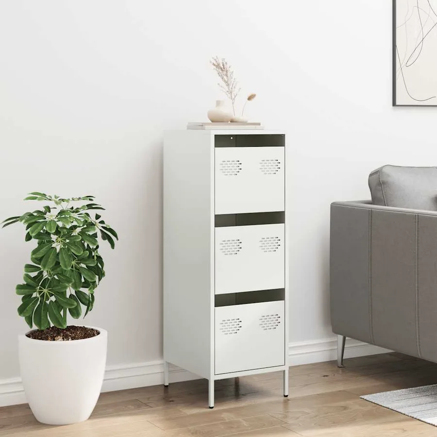Buffet haut blanc 39x35x103,5 cm acier - 3