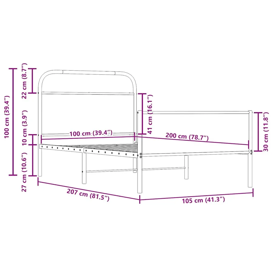 Cadre de lit sans matelas 100x200 cm chêne sonoma - 9