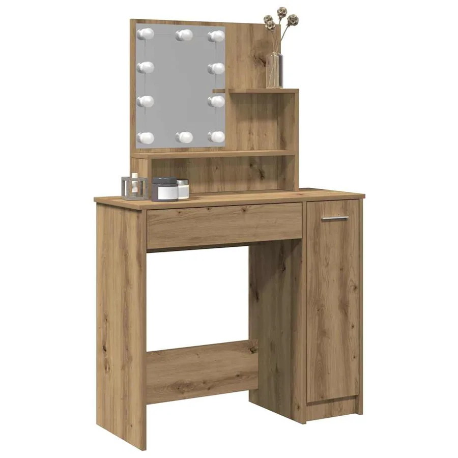 Coiffeuse avec LED chêne artisanal 86,5x35x136 cm - 4