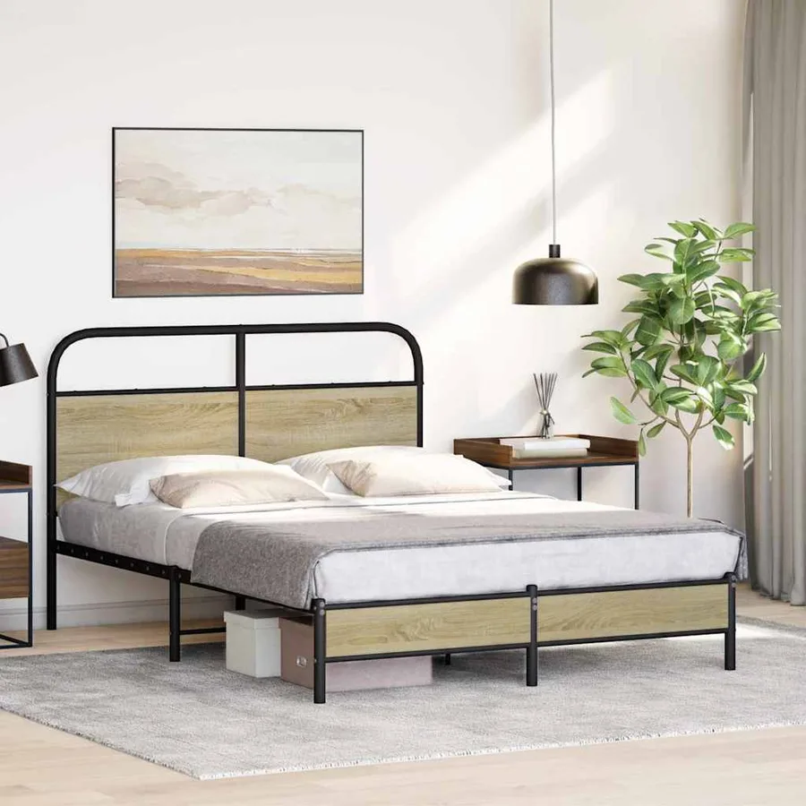 Cadre de lit sans matelas 120x200 cm chêne sonoma - 4
