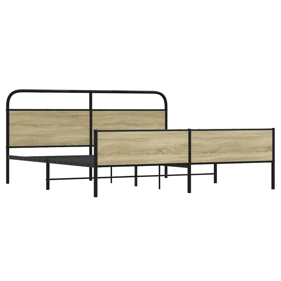 Cadre de lit en métal sans matelas chêne sonoma 180x200 cm - 3
