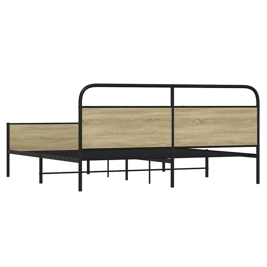 Cadre de lit en métal sans matelas chêne sonoma 180x200 cm - 7