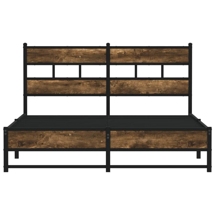 Cadre de lit en métal sans matelas chêne fumé 160x200 cm - 4