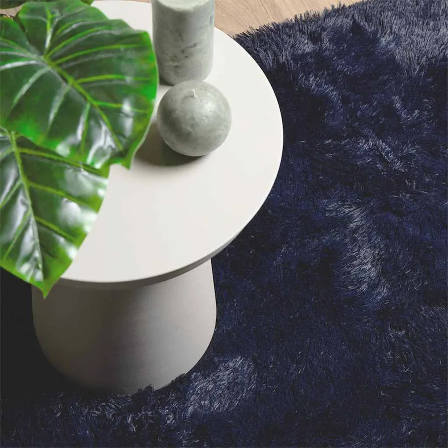 Tapis shaggy à poils longs NAVARRA bleu marine 120x120 cm - 8