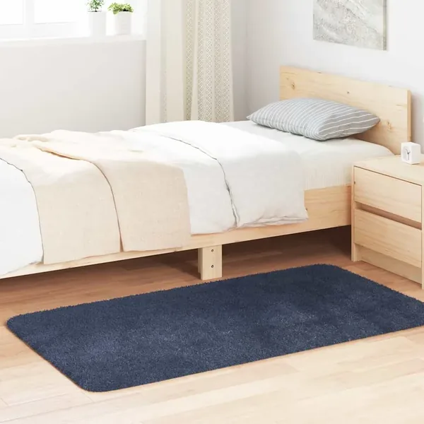 Tapis shaggy à poils longs NAVARRA bleu marine 80x150 cm
