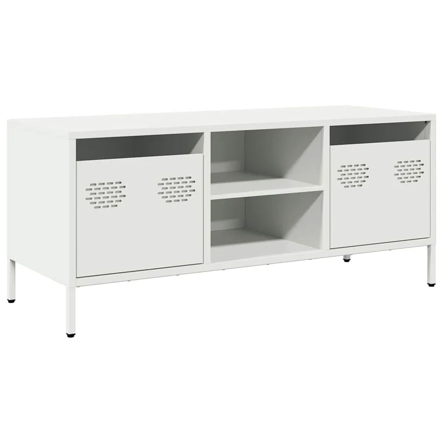 Meuble TV blanc 101,5x39x43,5 cm acier laminé à froid - 2