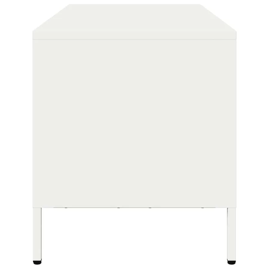 Meuble TV blanc 101,5x39x43,5 cm acier laminé à froid - 6