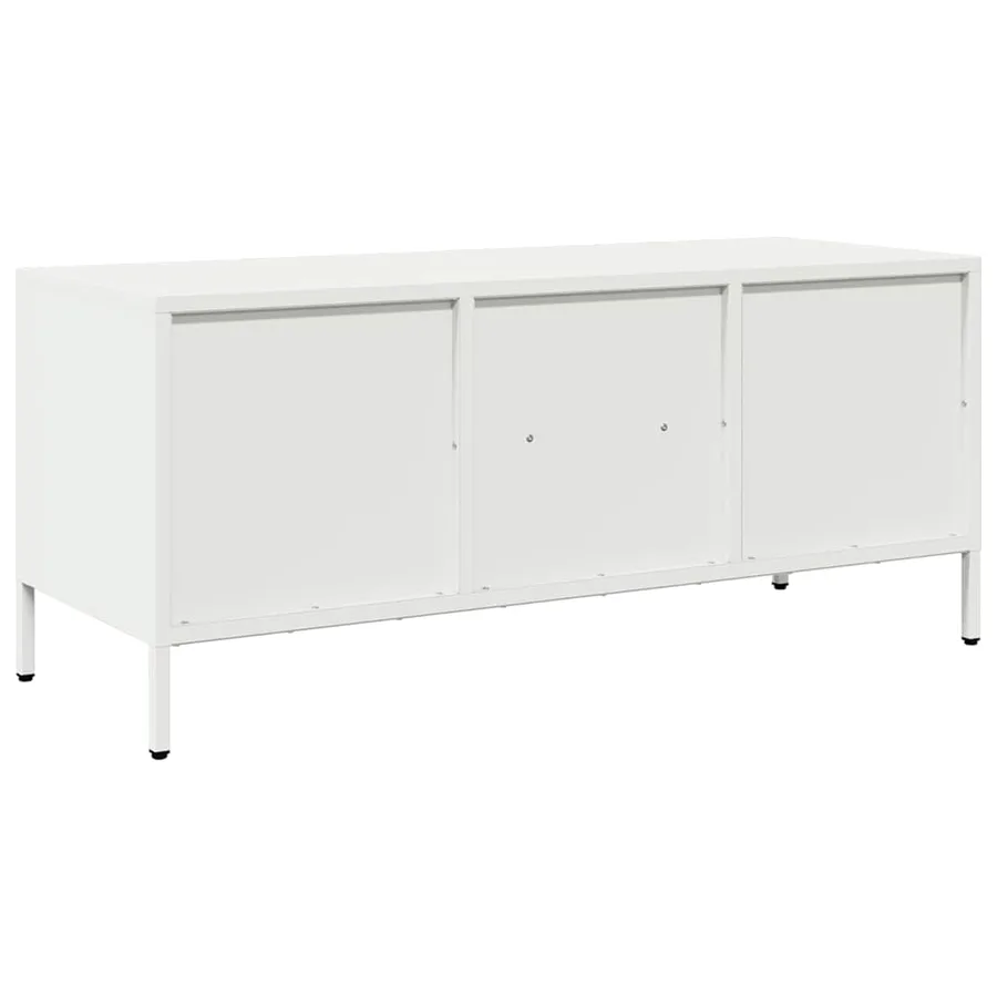 Meuble TV blanc 101,5x39x43,5 cm acier laminé à froid - 7