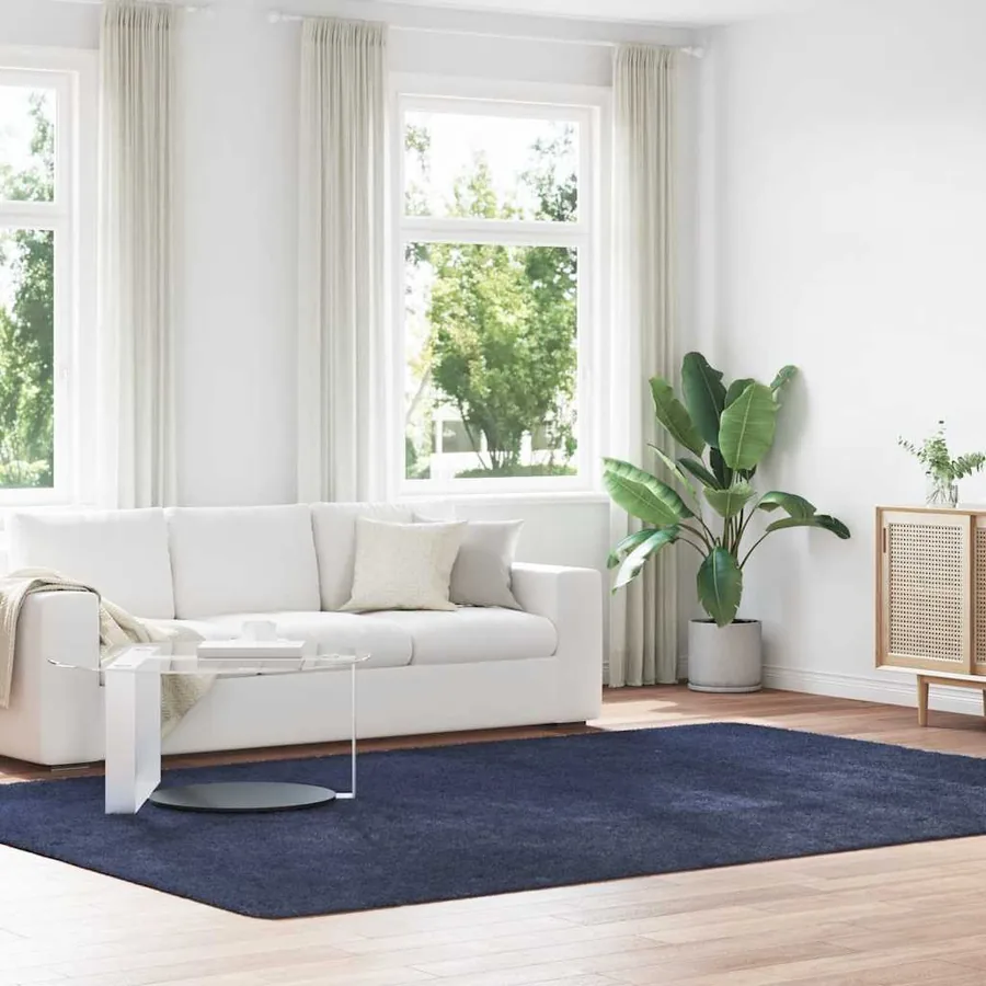 Tapis shaggy à poils longs NAVARRA bleu marine 240x340 cm