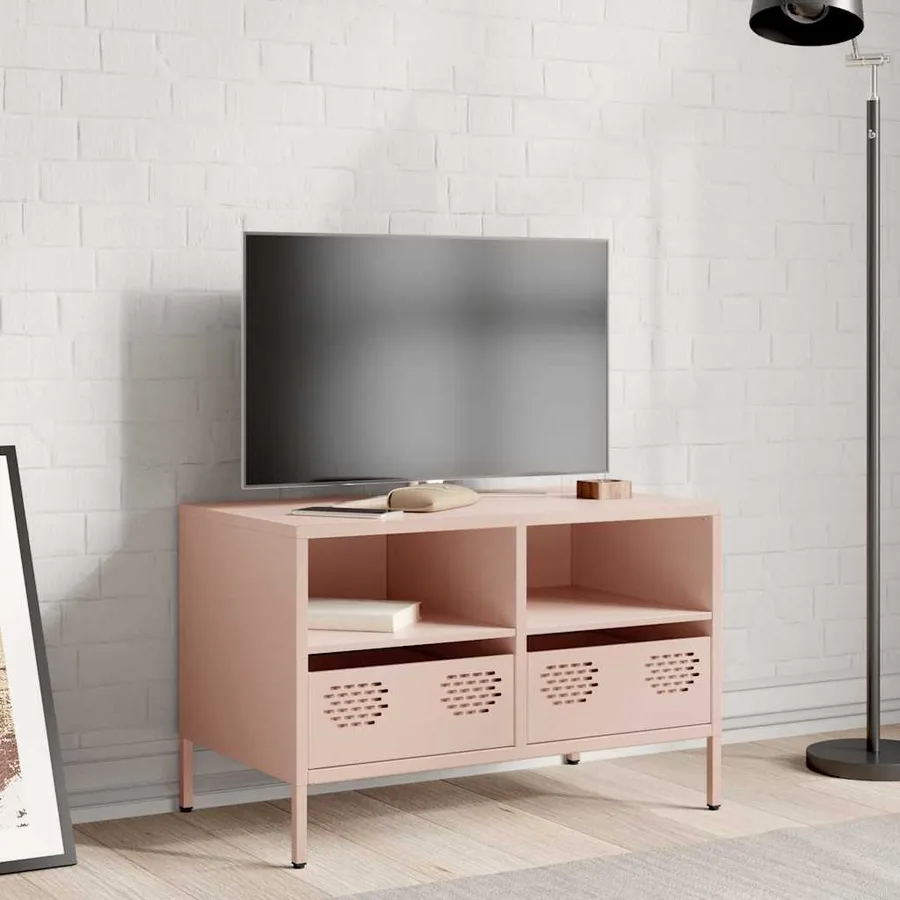 Meuble TV rose 68x39x43,5 cm acier laminé à froid - 3