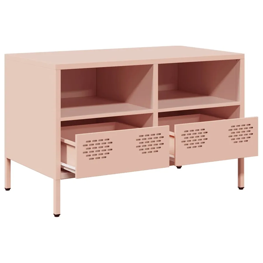 Meuble TV rose 68x39x43,5 cm acier laminé à froid - 4