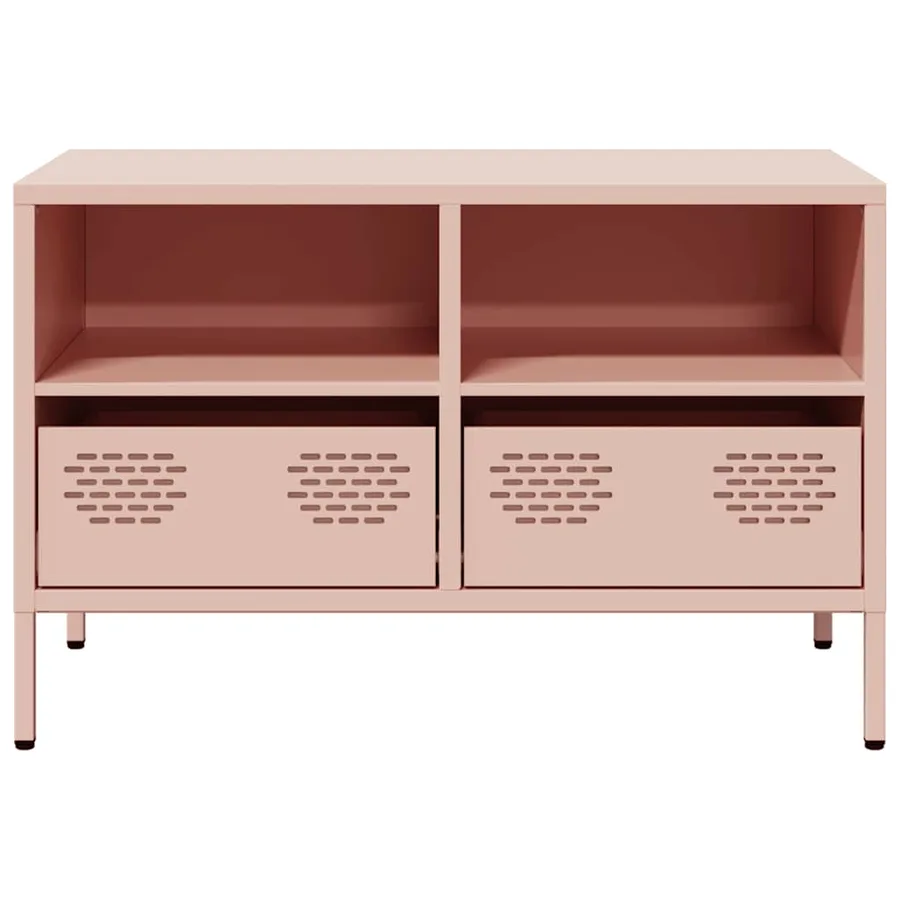 Meuble TV rose 68x39x43,5 cm acier laminé à froid - 5