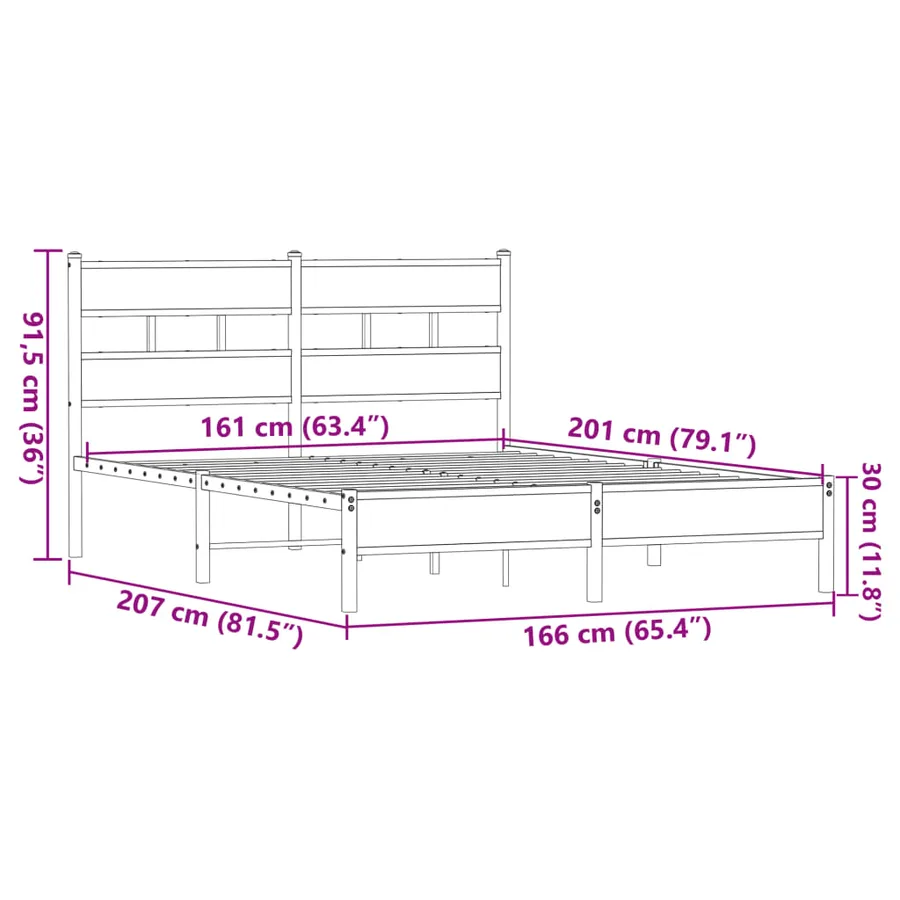 Cadre de lit sans matelas chêne marron 160x200 cm - 9
