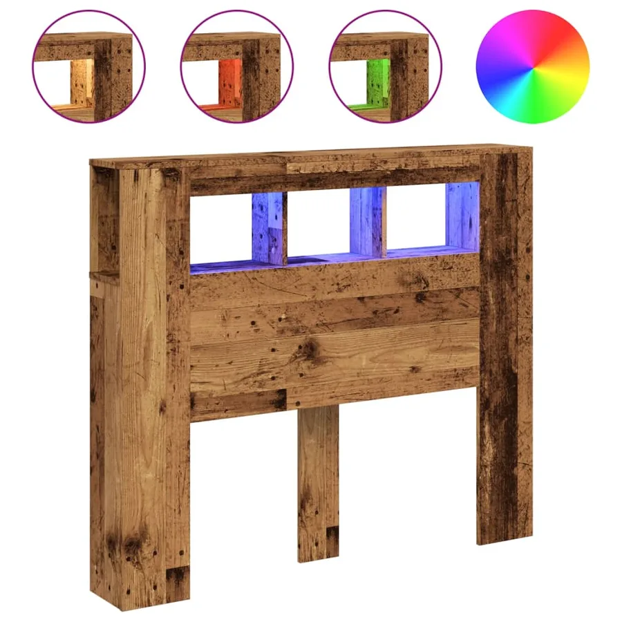 Tête de lit à LED vieux bois 120x18,5x103,5cm bois d'ingénierie - 2