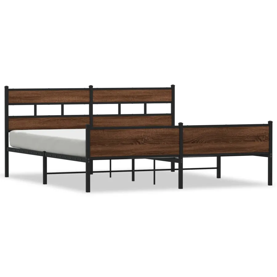 Cadre de lit en métal sans matelas chêne marron 183x213 cm - 2