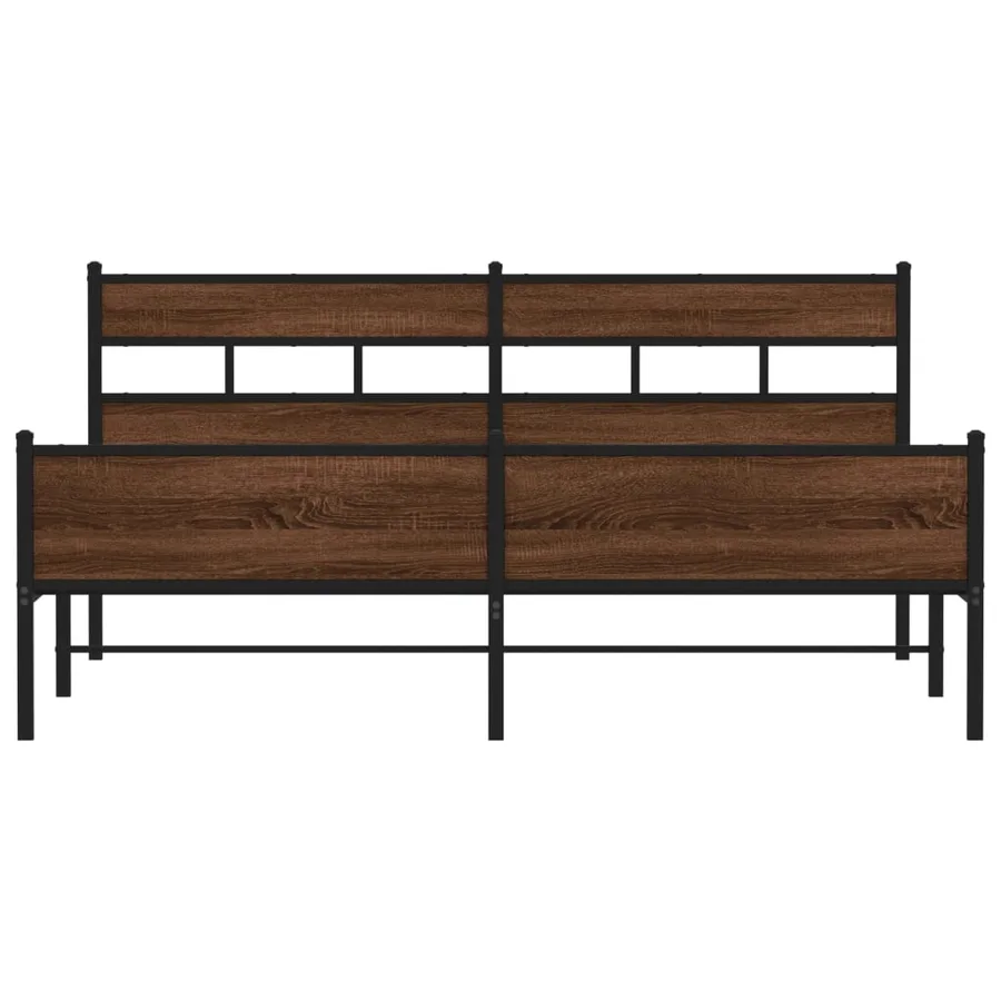 Cadre de lit en métal sans matelas chêne marron 183x213 cm - 4