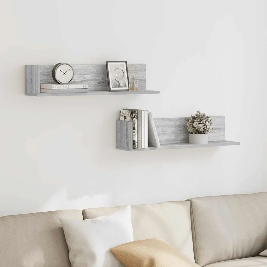 Étagères murales 2 pcs sonoma gris 75x16,5x16,5 cm - 3