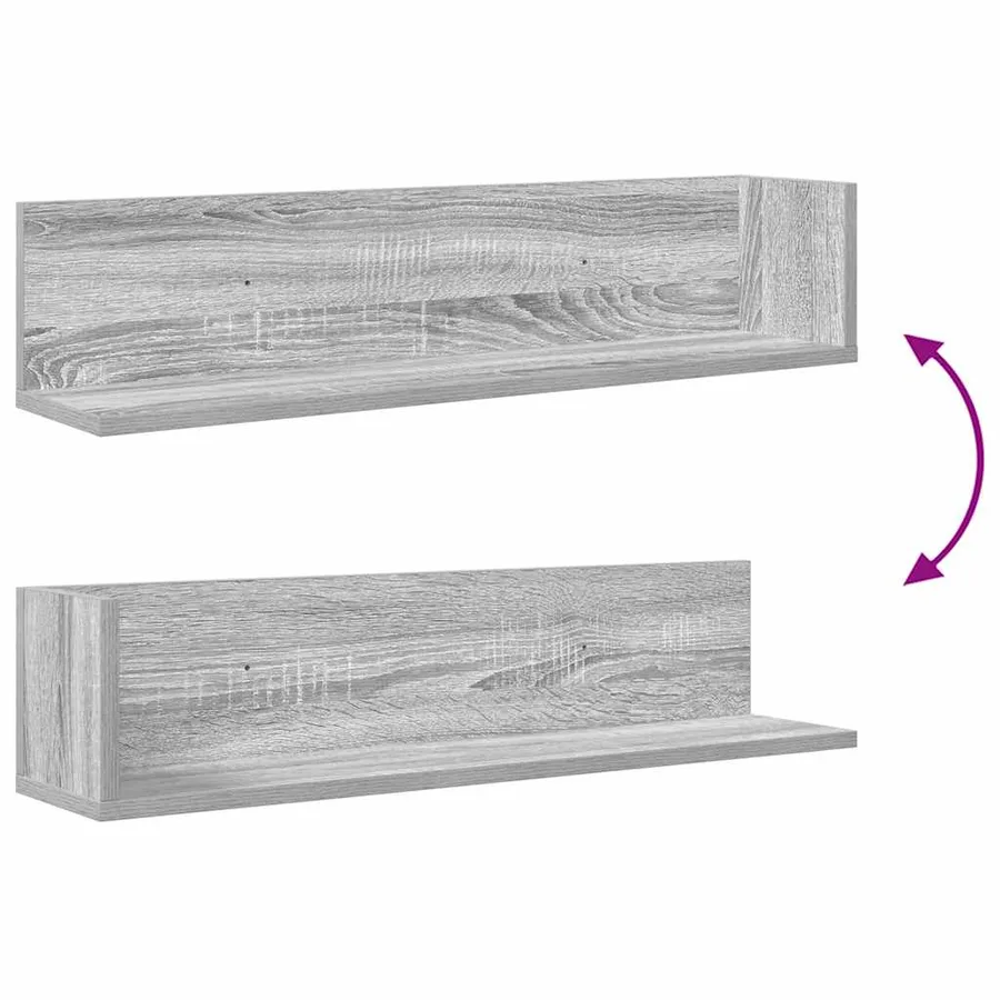 Étagères murales 2 pcs sonoma gris 75x16,5x16,5 cm - 8