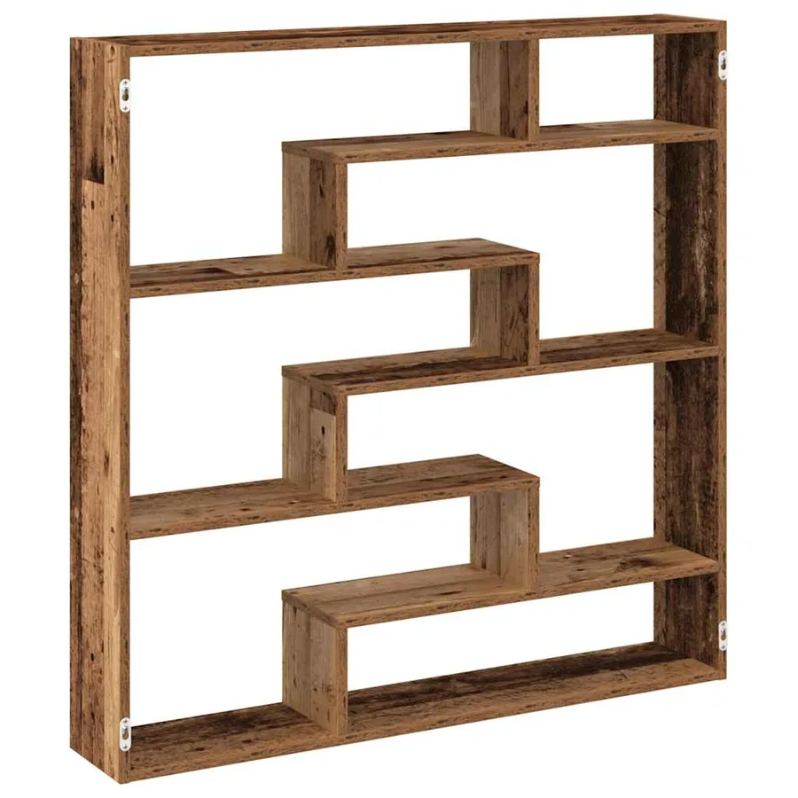 Étagère cube murale 7 compartiments vieux bois bois ingénierie - 2