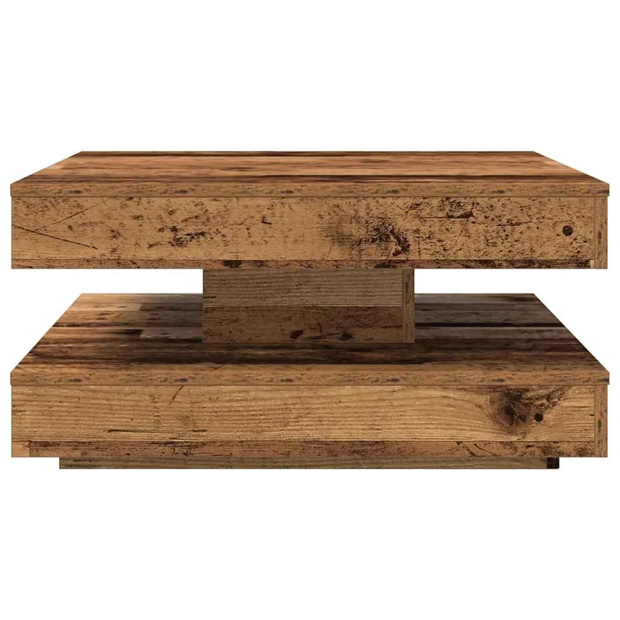 Table basse rotative à 360 degrés vieux bois 70x70x34,5 cm - 4