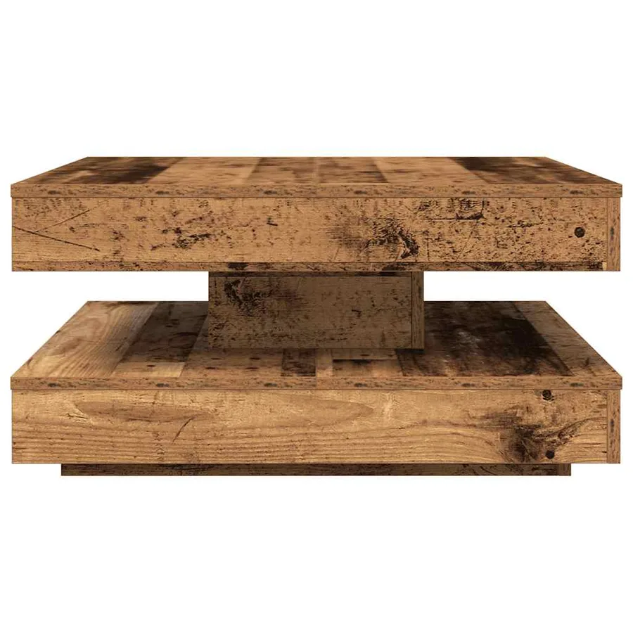 Table basse rotative à 360 degrés vieux bois 70x70x34,5 cm - 5