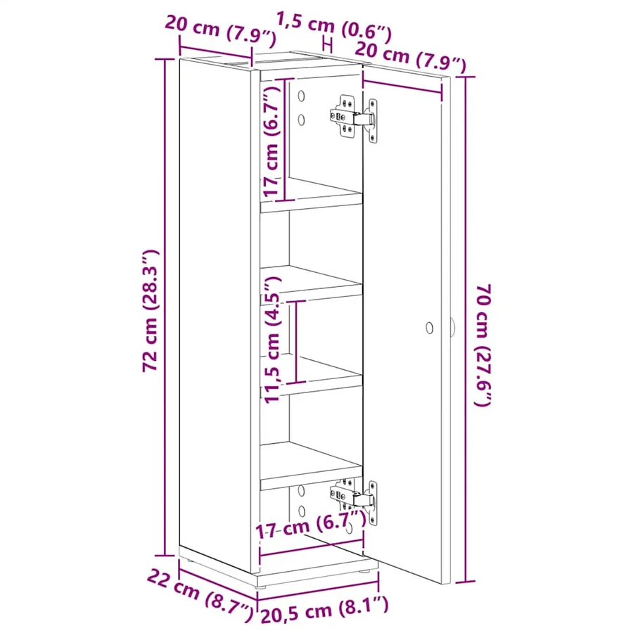 Meuble de salle de bain avec porte-rouleau vieux bois - 12