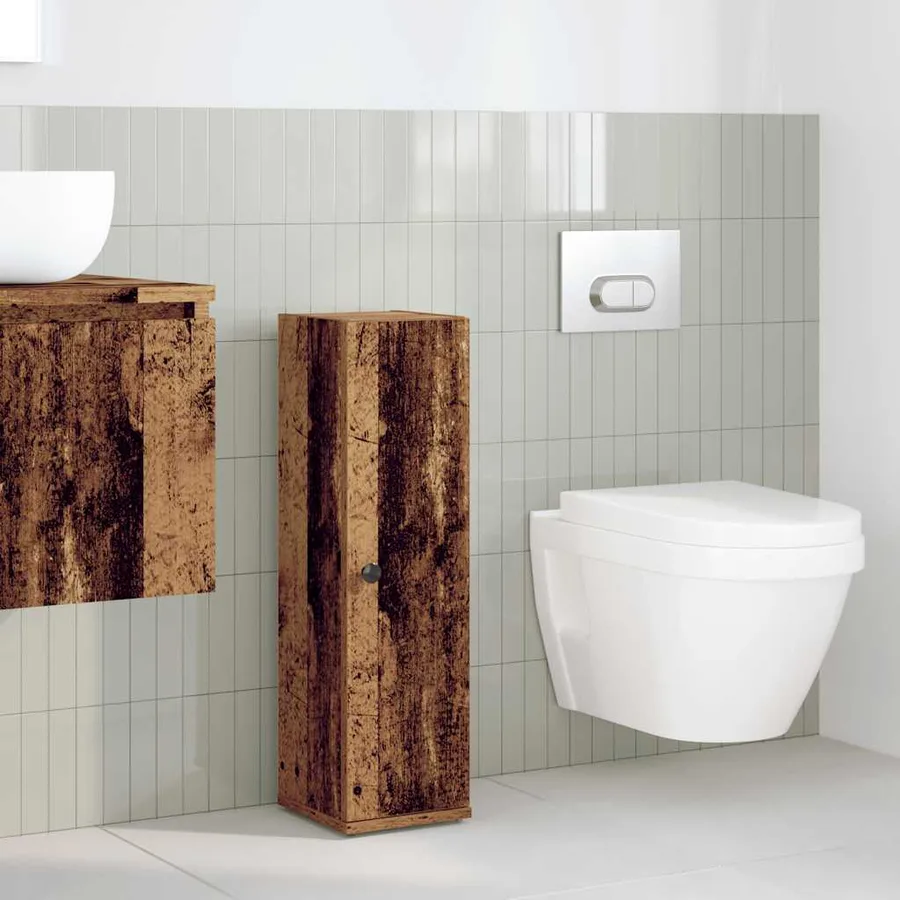 Meuble de salle de bain avec porte-rouleau vieux bois - 3