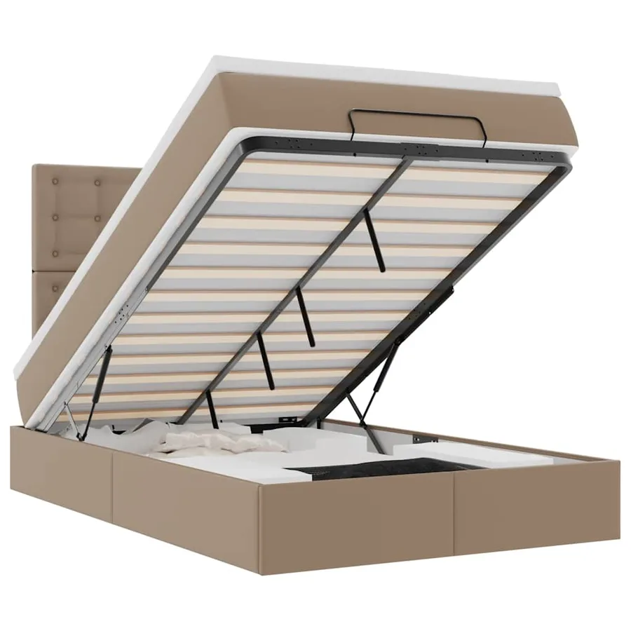 Cadre de lit ottoman et matelas cappuccino 120x190cm similicuir - 2