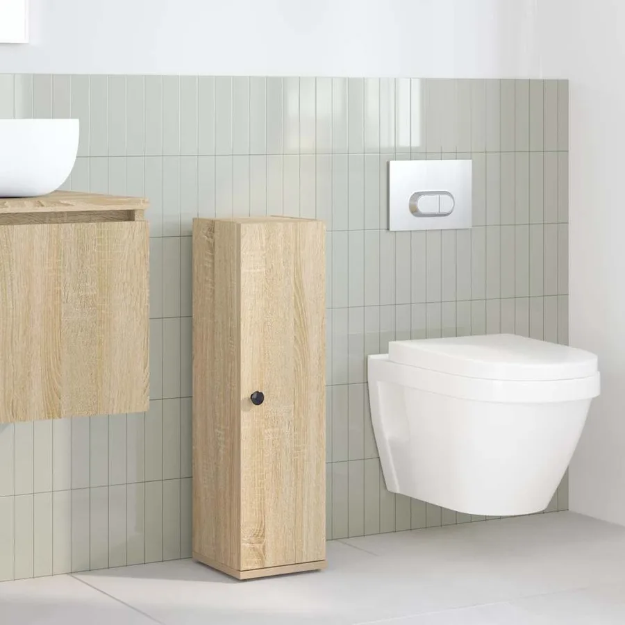 Meuble de salle de bain avec porte-rouleau chêne sonoma - 3