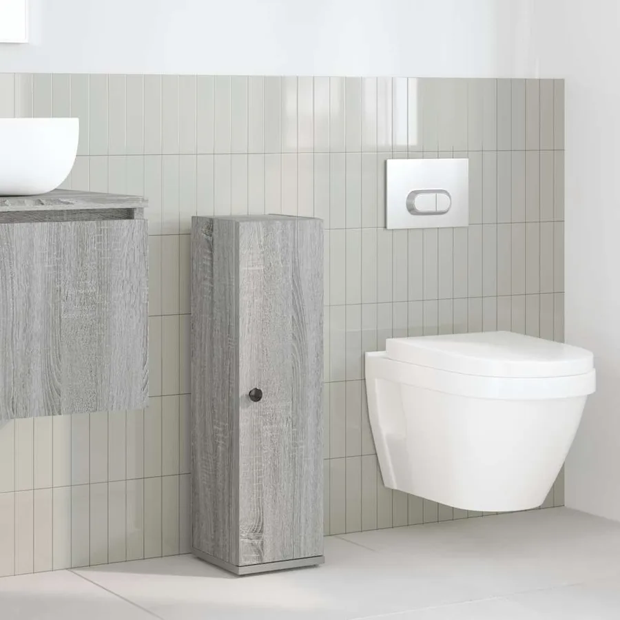 Meuble de salle de bain avec porte-rouleau sonoma gris - 3