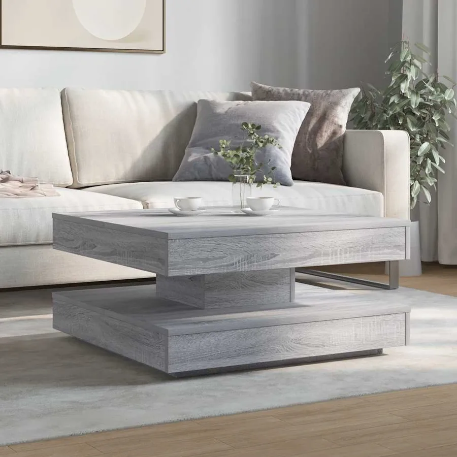 Table basse rotative à 360 degrés sonoma gris 70x70x34,5 cm - 3