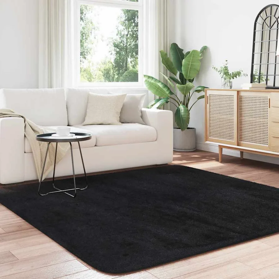 Tapis shaggy à poils longs NAVARRA noir 200x200 cm polyester - 3