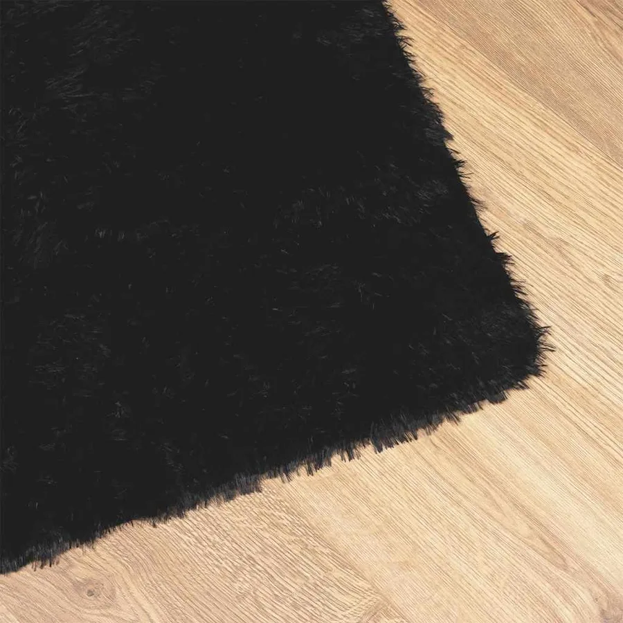 Tapis shaggy à poils longs NAVARRA noir 200x200 cm polyester - 4